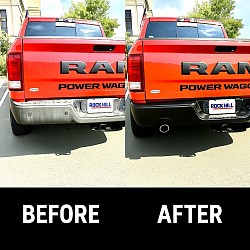 Bumper and trim, blackout before and after